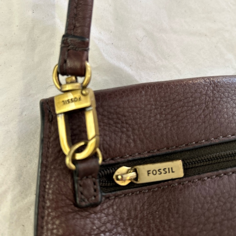 Vintage Y2K FOSSIL Small Leather Crossbody Bag Brown - Picture 3 of 11
